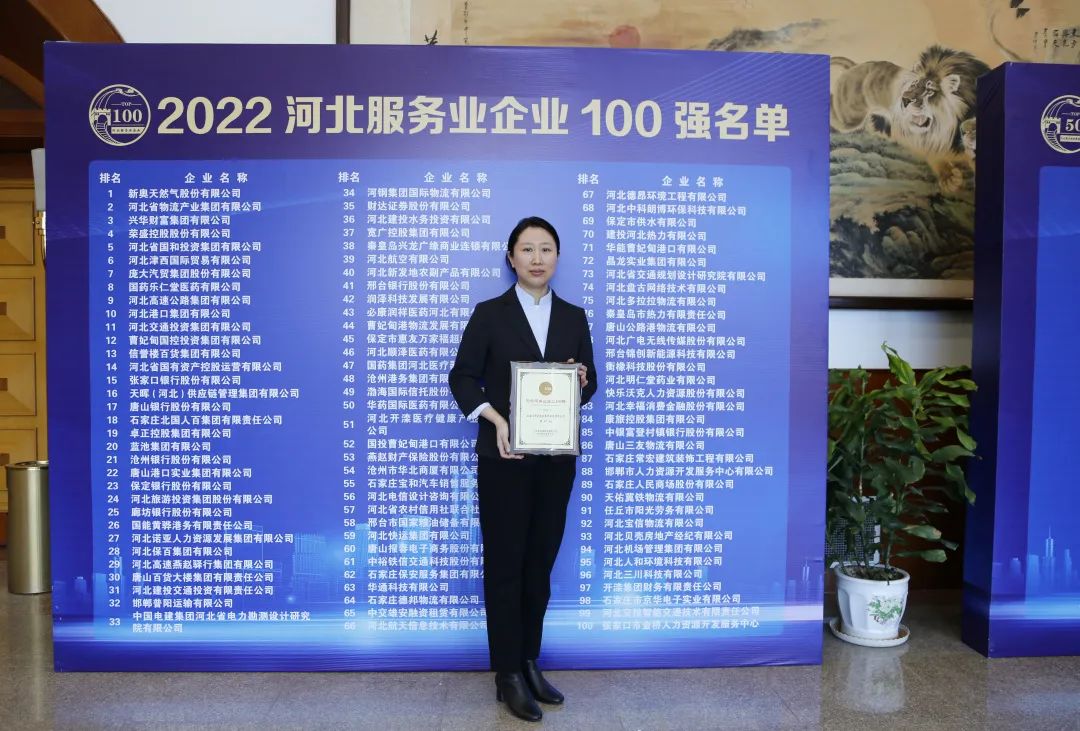 HJC黄金城入選2022河北服務業企業100強